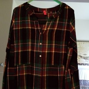 Flannel plaid tunic top